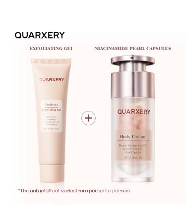 QUARXERY Exfoliating Care Set for Face & Body - 5% Niacinamide Body Cream + Purifying Peeling Gel - Improve Oily Rough Skin - 2-Step Skincare Routine - Buy Online on GoSupps.com
