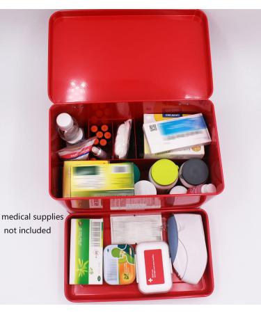 Vintage Red Metal First Aid Box - Large Medicine Storage Tin for Home - 12.6 x 8.3 x 7.7 inches - Funly mee Medicine Box - Buy Online on GoSupps.com