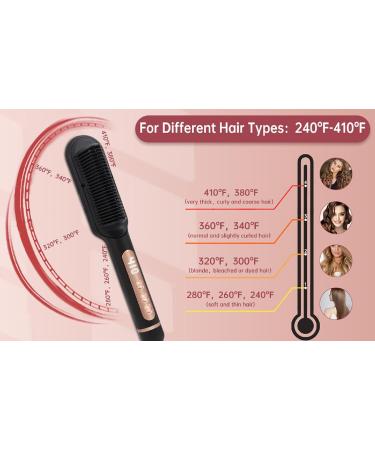 Negative Ionic Hair Straightener Brush - 9 Temp Settings Fast Heating Anti-Scald & Auto Shut Off - Black Hair Straightening Comb - Buy Online on GoSupps.com