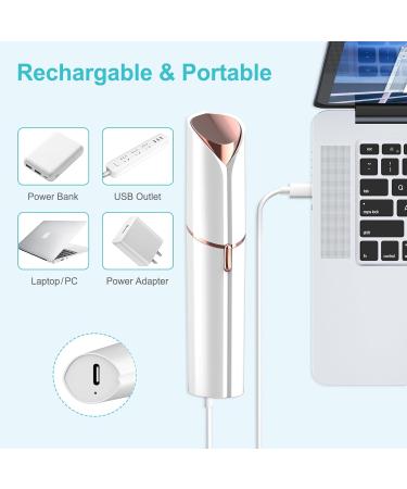 Electric Facial Hair Remover for Women - Painless Upper Lip & Chin Hair Removal USB Rechargeable White - Buy Online on GoSupps.com