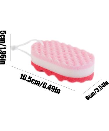 Bath Sponge - Shower Sponge Soft Scrubber Ergonomic Gentle Body Sponge Foam Rub Bath Brush Rubbing Towel | Exfoliatiing Soft Bathing Towel with Wave Texture Design for Family Friends Red - Buy Online on GoSupps.com