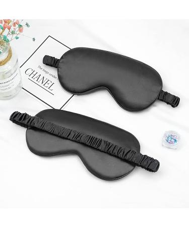 Soothing Silk Sleep Mask for Men and Women - Adjustable, Light, and Comfy Eye Shade for Travel, Yoga, and Nap - Black - Buy Online on GoSupps.com
