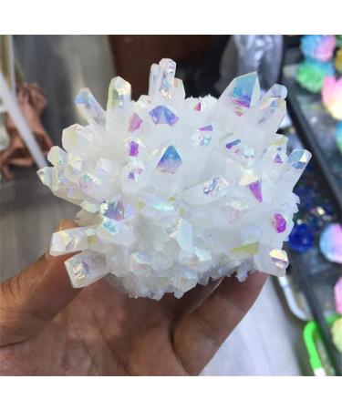 Natural White Crystal Cluster Electroplated Quartz Crystal Suitable for Home Raw Stones and Minerals Home Goods 350-400g