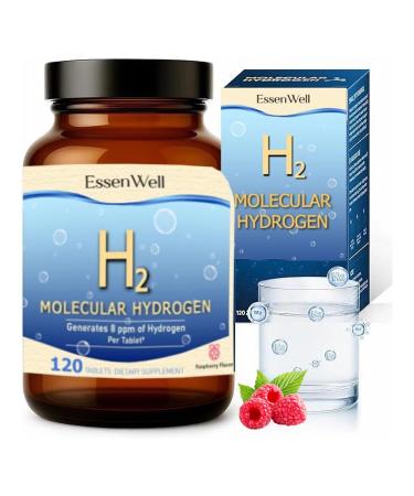 EssenWell Molecular Hydrogen Tablets 120 Count 8 ppm per Tablet Raspberry Flavor Dietary Supplement