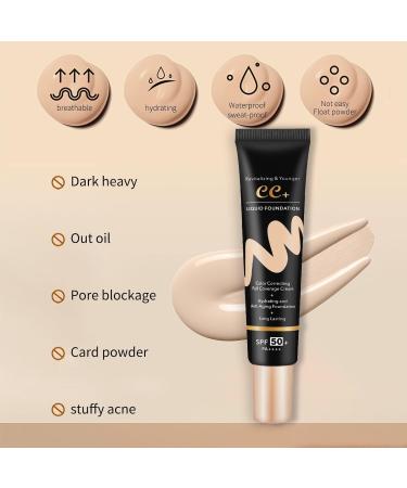 CC Cr me Fluide Fond de Teint Couvrant Imperfections Durable Maquillage Nude Hydratant CC Cr me Anticernes Anti-Terne et Anti-Rougeurs Fini Semi-Mat(30g) - Buy Online on GoSupps.com