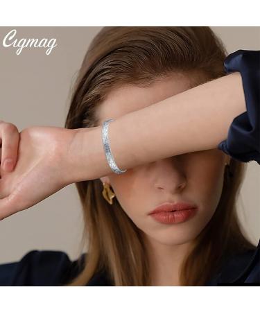 Cigmag 9X Lymphatic Drainage Copper Magnetic Bracelet for Women - Silver Flower Pattern - Buy Online on GoSupps.com