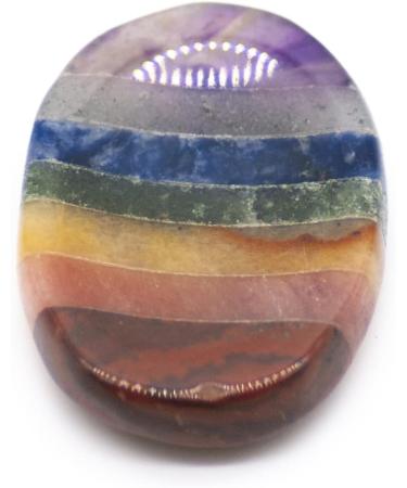 Seven Chakra Rainbow Worry Stone | Healing Crystals Gift for Stress Relief | Perfect Birthday or Anniversary Stocking Filler - Buy Online on GoSupps.com