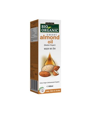 Indus Valley Cold Pressed Sweet Almond Oil 200ml - Pure & Natural Hair & Skin Care (No Mineral Oil & Sulphate) - International Shipping Available - Buy Online on GoSupps.com