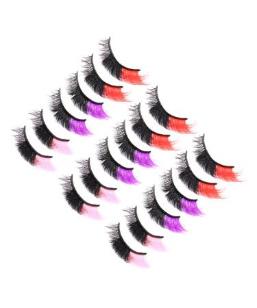 minkissy Red Eyelashes 9 Pairs Imitation False Eyelashes Cosplay Lashes Cosplay Eyelashes Adhesive 3d Artificial False Eyelashes Fake Eyelashes Pink Eyelashes