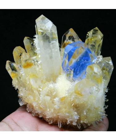 Natural Crystal Rough Yellow/Blue Quartz Crystal Cluster Specimen - Buy Online on GoSupps.com