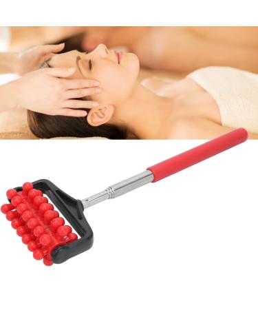 Telescopic massage tab adjustable massage back roll Telescopic massage device back muscle roll adjustable back-head-arm scratch roller for muscle relaxation (red)