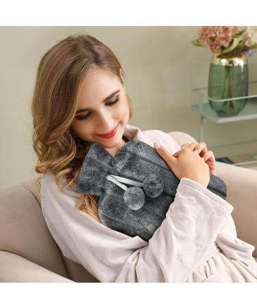Vicloon 2L Hot Water Bottle with Soft Faux Fur Cover - Hot/Cold Compress for Pain Relief, Hand & Feet Warmer - Safe and Durable - Grey - Buy Online on GoSupps.com