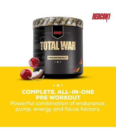 Redcon1 Total War Pre Workout 30 Servings - Boost Energy & Endurance, Focus, Beta-Alanine, 350mg Caffeine, Citrulline Malate, Nitric Oxide Booster - Keto Friendly - Tigers Blood Flavor - 2-Pack - Buy Online on GoSupps.com