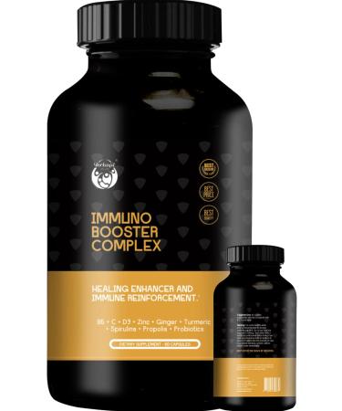 Defense support Strengthen your immune system and protect your health with10-in-1 combination of Vitamins C D3 B6 Zinc Echinacea Ginger Turmeric Spirulina Propolis and Probiotics. 60 cap