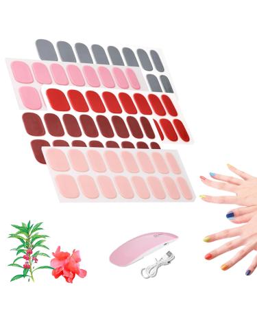 Sarafine Nail Strips Glam Gelz Nail Sticker Sarafine Nail Strips Kit Sarafine Starter Kit Gel Nail Strips Classic French Easy to Apply & Remove (B)