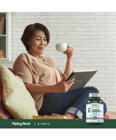 Piping Rock Vitamin E 1000 IU Softgel Capsules | 671mg | 100 Pills | D-Alpha Tocopheryl Supplement | Non-GMO Gluten Free - Buy Online on GoSupps.com