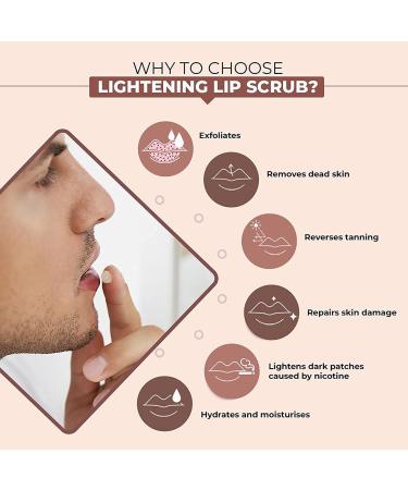 Lightening Lip Scrub for Men - Brown Sugar Almond Oil & Vitamin E - Restore Natural Color for Dry & Chapped Lips (10g - Buy Online on GoSupps.com