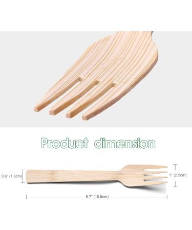 Bamboo Disposable Cutlery-Bamboo Forks 100PK 6.7" for Travel Camping Utensils Set 100% Biodegradable Compostable Renewable Fork 100 fork - Buy Online on GoSupps.com