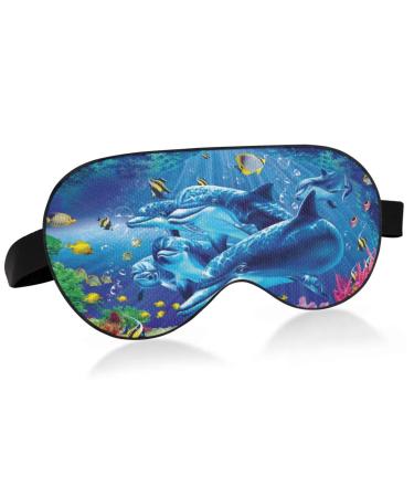 Underwater Dolphin Sleep Mask Light Blocking Eye Mask for Sleeping with Adjustable Strap Soft Lightweight Eye Cover Blindfold for Men Women Work Travel Naps Color 6
