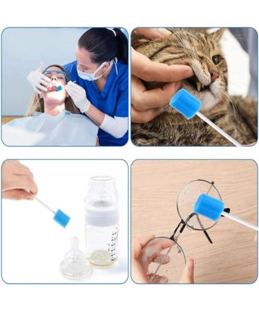 Zhyuan 100 Pieces Blue Cleaning Mouth Swabs - Disposable Oral Hygiene Sponges for Effective Care - Buy Online on GoSupps.com