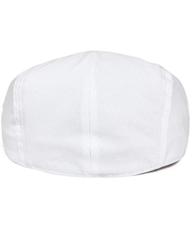 JANGOUL Men's White Cotton Twill Ivy Cap Newsboy Flat Cap 7 5/8 - Buy Online on GoSupps.com