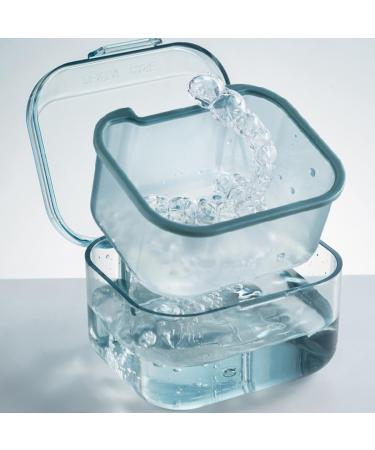 GXGM Dentures Container - Dental Prosthesis Box with Sieve for Cleaning & Soaking | Ideal for Dentures & Mouth Tools | Blau - Buy Online on GoSupps.com