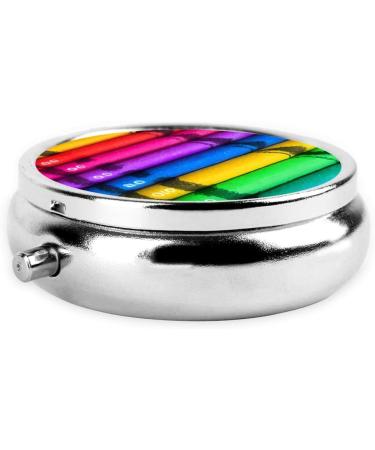 Colored Crayon Round Pill Box - 3 Compartment Organizer for Travel & Purse | Portable Pill Storage Solution - Buy Online on GoSupps.com
