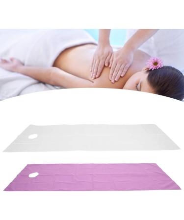 Verdant Touch Disposable Beauty Salon Bed Cover - Waterproof Polyester Massage Bed Sheets (2PCs) | White & Purple Breathable Hotel Bedding Supplies - Buy Online on GoSupps.com