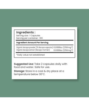 SONA Bacopa Capsule - 1000mg Veg Capsules 100 Count (Pack of 1) - Buy Online on GoSupps.com