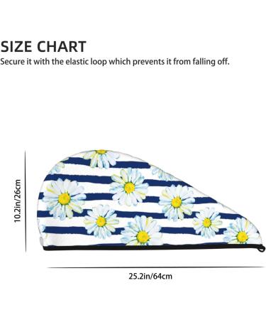 Buy Daisy Striped Nautical Hair Towel Wrap | Quick Drying Towel Turban for Fast Hair Drying - International Shipping - Buy Online on GoSupps.com