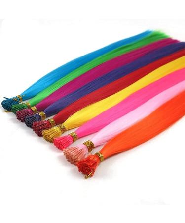 Colorful 20 I Tip Hair Extensions Kit - Long Synthethic Micro Link Feather Hairpieces in Party Colors - Heat Resistant Microlink Hair Accessories - Buy Online on GoSupps.com
