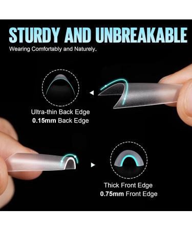 TOMICCA Long Coffin French Edge Nail Tips - 240pcs Half Cover Clear False Nails for Acrylic Extensions - 15 Sizes Half Cover-Long Coffin - Buy Online on GoSupps.com