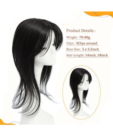 18 Thinning Hair Topper for Women - Soft Hair Extensions with Big Base - Clip-in Hair Piece for Hair Loss - 1B# Color - Buy Online on GoSupps.com