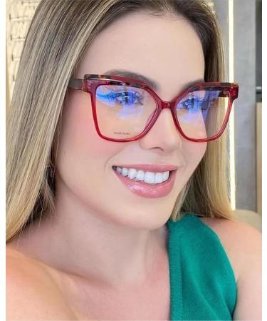 Fuqinqingoz Oversized Anti-Blue Light Reading Glasses +350 - Clear View Flat Light Mirror Glasses (C1) - Perfect for Computer Use - Buy Online on GoSupps.com