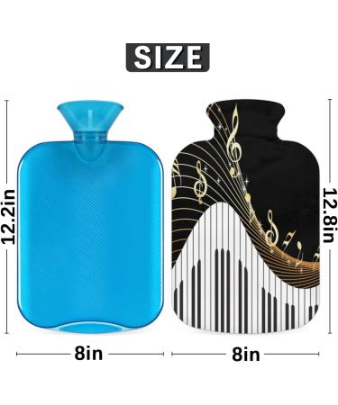 Piano Keyboard Heat Bottle | 2L Hot Water Bottle with Fluffy Cover | Ideal for Kids Men Women | Cozy Nights & Pain Relief | Music Notes Art Design - Buy Online on GoSupps.com