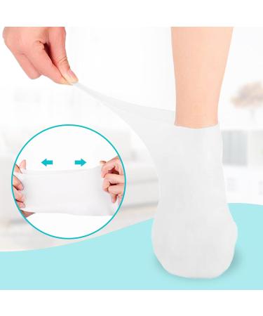 Silicone Moisturizing Socks Women Foot Spa Pedicure Silicone Socks Foot Mask Exfoliating Beach Protective Gel Socks Anti Slip Aloe Socks for Dry Cracked Feet Calluses Foot Care (White+Skin Color) - Buy Online on GoSupps.com