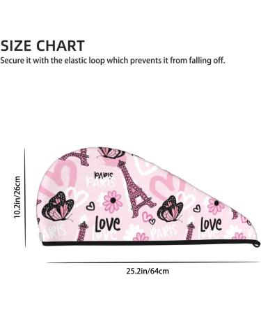 Super Absorbent Eiffel Tower & Butterflies Microfiber Hair Towel Wrap - Quick Dry Coral Velvet for Long Curly & Thick Hair - Buy Online on GoSupps.com