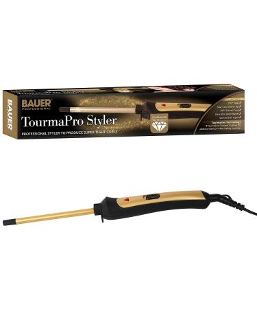Bauer 38860 Slimline Curling Wand / TourmaPro Styler / Curls For All Hair Types / Ultra Slim 9mm Barrel / 200 Heat / 360 Swivel Cord / Cool Touch Tip