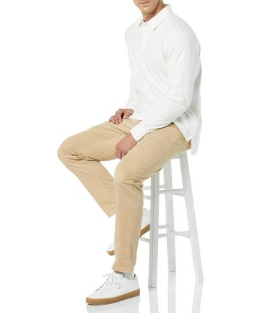 Buy Amazon Essentials Men's Organic Cotton Long Sleeve Rugby Top - Ivory | International Shipping Available - Buy Online on GoSupps.com
