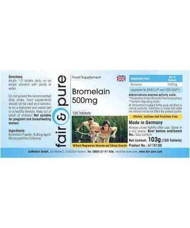 Fair & Pure - Bromelain 500mg - high dosage - pineapple enzyme - vegan - 120 tablets - Buy Online on GoSupps.com