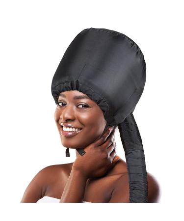 Bonnet Hood Hair Dryer Attachment - Hair Dryer Bonnet with Elastic Strap, Used for Hair Styling, Deep Conditioning and Hair Drying (Black)