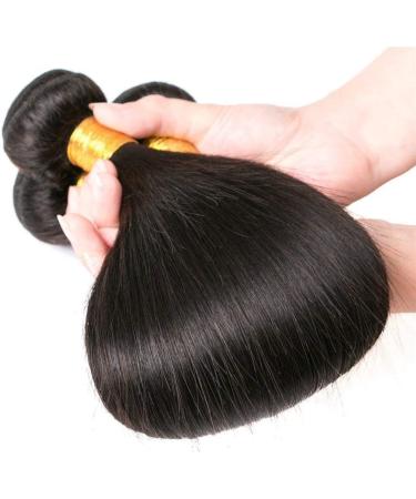 100% Brazilian Virgin Straight Hair Bundles - 16 Inch Remy Weft Extensions for Women - Natural Black 3 Bundle Set - Buy Online on GoSupps.com