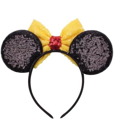 Mouse Ears Bow Headbands Shiny Bows Glitter Party Decoration Cosplay Costume for Kids Girls Women Princess Party Decorations Cosplay (Black+Yellow) 2 - Buy Online on GoSupps.com