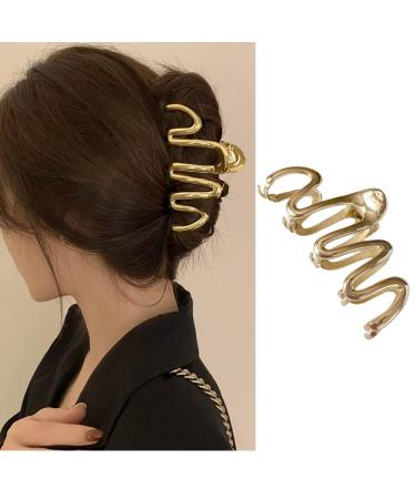 Hair Claw Clips Metal Gold Hair Clip French Wave Design Hair Barrettes for Thick Hair Elegant Geometry Hairpin Hair Accessory Non-Slip Hair Ornaments Headband Hair Crab Clamps for Women Girls 1Pcs - Buy Online on GoSupps.com