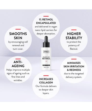 Nano-Encapsulated Retinol Serum 30ml - Active Formula Anti-Ageing Retinol for Face - Vegan Skincare for Acne Treatment Blemishes Scars Wrinkles Fine Lines & Sensitive Skin - Made by The Pro Co. cNano-Encapsulated Retinol Serum 30ml - Buy Online on GoSupps.com