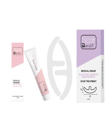 Scarbandit Scar Care Bundle - 10g Odorless Silicone Scar Gel & 6pcs Thick Mastopexy Scar Sheets - Advanced Treatment for Breast Reduction Surgery Scars - Reusable Transparent - Embrace Skin Renewal