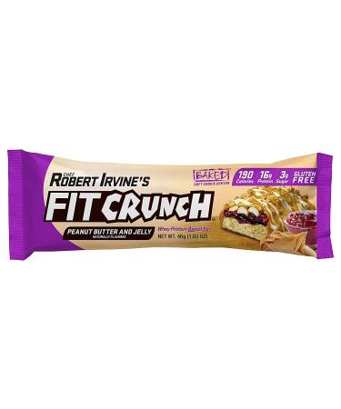 FITCRUNCH Snack Size Protein Bars by Robert Irvine - 6-Layer Baked Bar with Soft Cake Core - Peanut Butter and Jelly Flavor (18 Count) - Buy Online on GoSupps.com