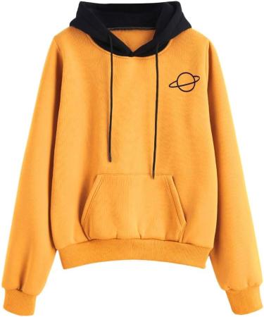 Bigfanshu Womens Tops Casual Long Sleeve Pouch Pocket Pullover Hoodie Top Blouse Yellow - Buy Online on GoSupps.com