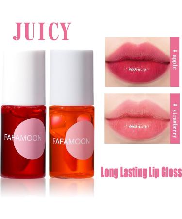 Fafamoon Long Lasting Lip Gloss - 4 Colors Fruit Juice Lip Tint Set Mini Liquid Water Tint Waterproof Lip Stain Multi-Use Lip And Cheek Tint Non-Sticky Moisturizing Lip Stain (2 * 01#Apple) - Buy Online on GoSupps.com