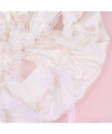 LEORX Satin Sleep Cap with Lace Detail - Soft Silk Night Bonnet for Women (White) - Buy Online on GoSupps.com